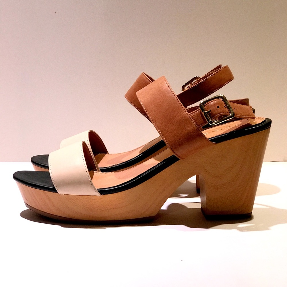 ALDO Leather & Wood Platform Sandals SZ 11